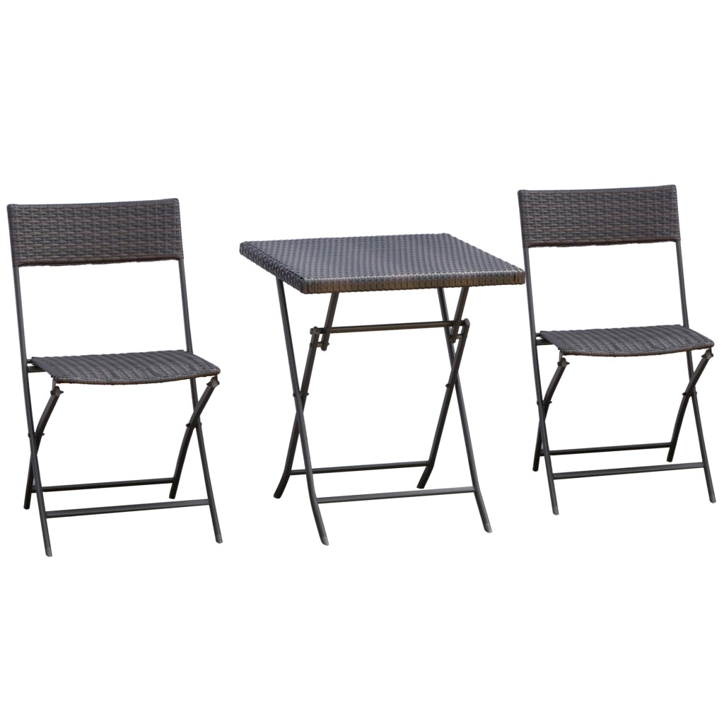 Set da Giardino Pieghevole 3 Pezzi in Rattan e Metallo ¨C zephmum ¨C Nero