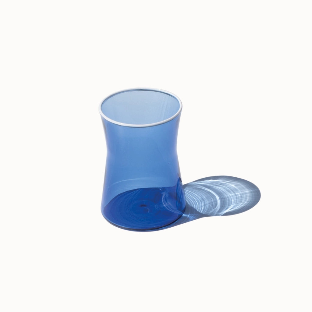 Zafferano Set 4 Bicchieri Tumbler Collezione Classy in Vetro Borosilicato Soffiato a Mano Colore Bluino Design Geometrico Elegante per Tavola Chic