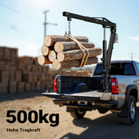 Gruetta per pick up idraulica con verricello max 500 kg 1770 mm girevole a 360° Mini gru di sollevamento