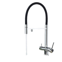 Lana | Rubinetto estensibile a 3 vie cromato lucido da cucina ad osmosi| per acqua potabile in acciaio inossidabile,  Filtra 3 connessioni