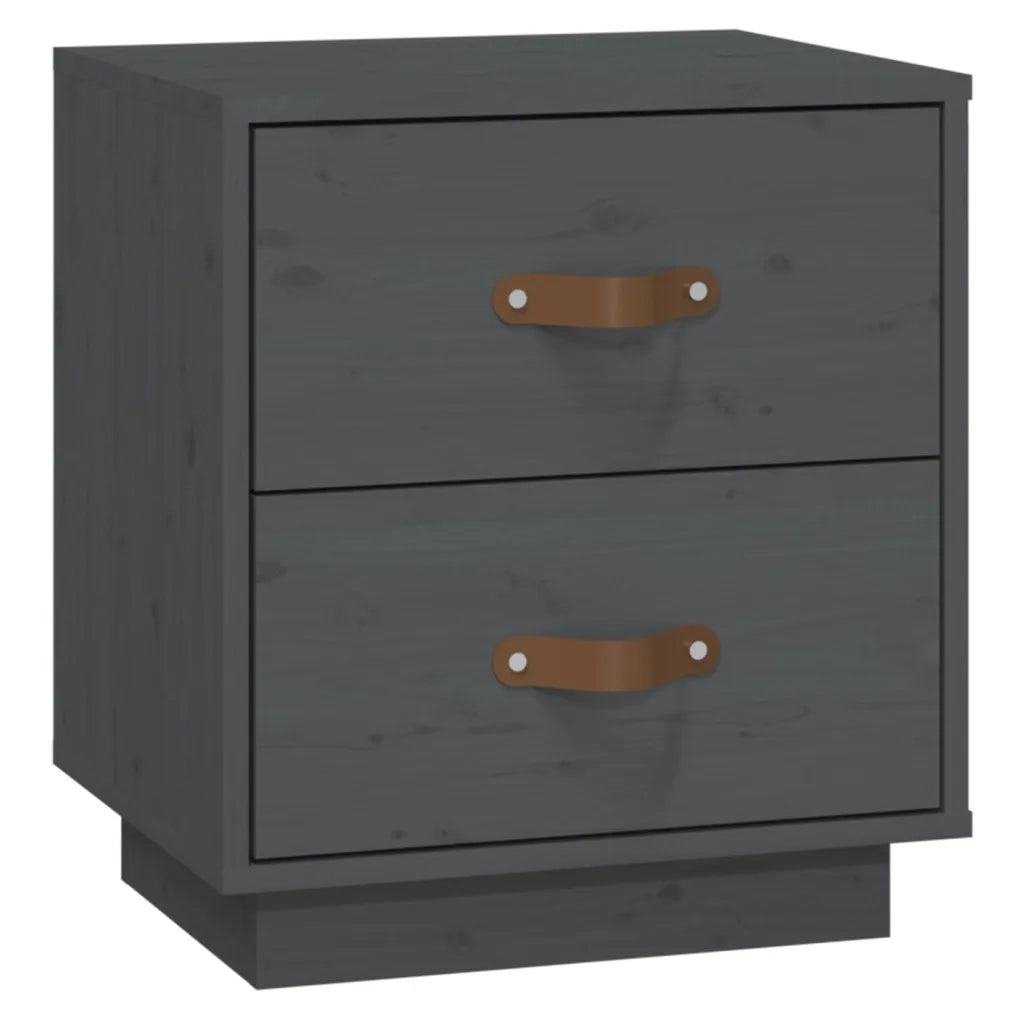 Comodino Grigio 40x34x45 cm in Legno Massello di Pino cod mxl 29899