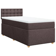 Letto singolo | Letto per adulti | Giroletto a Molle con Materasso Marrone Scuro 80x200 cm Tessuto