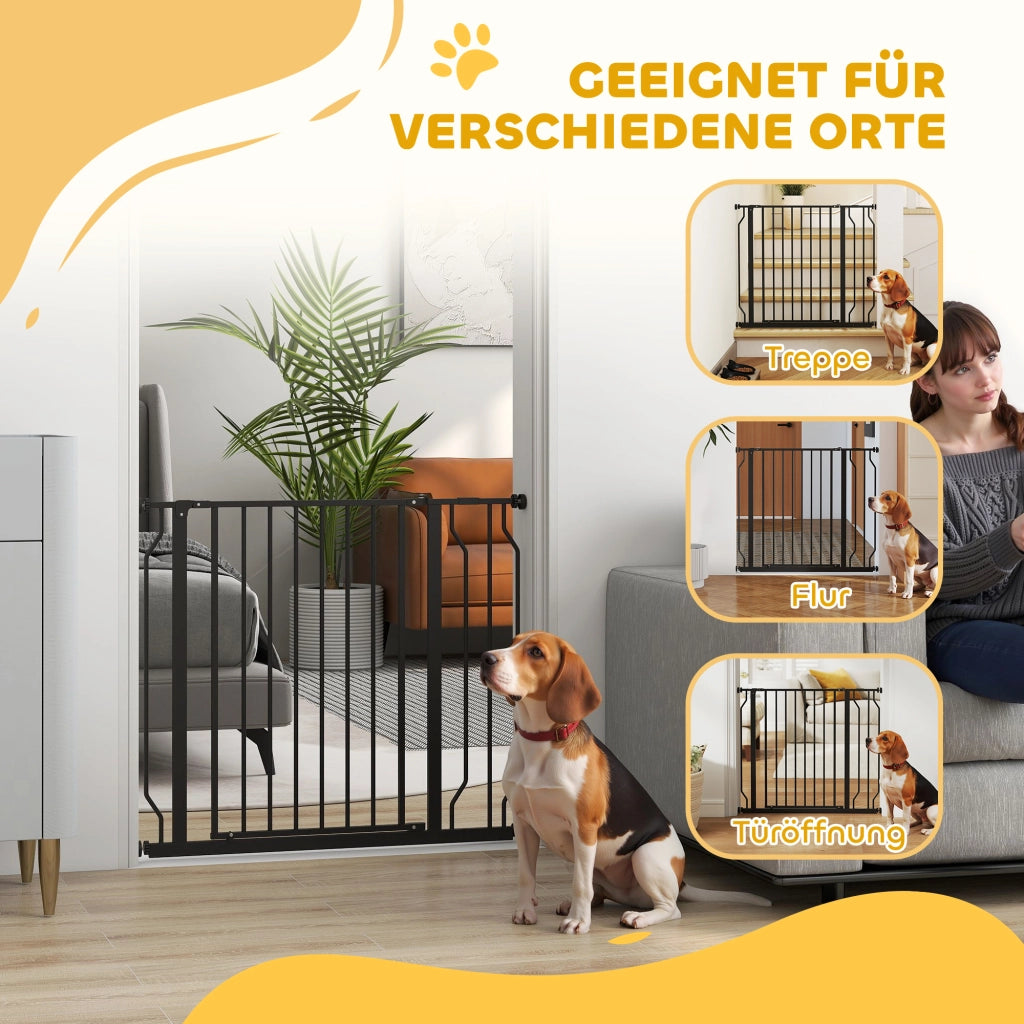 Cancelletto di Sicurezza per Cani Regolabile 75-95 x 76cm in Acciaio e ABS Montaggio a Pressione Robusto per Casa Nero