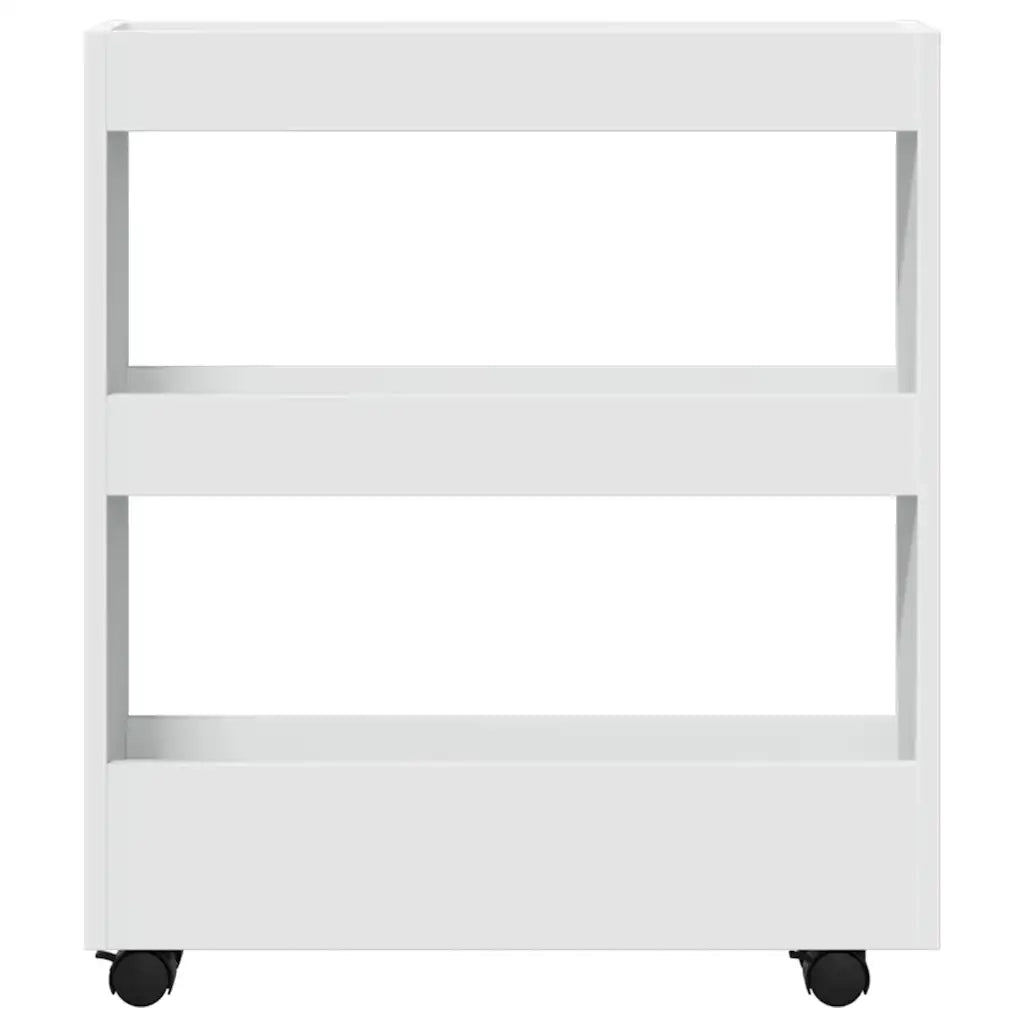 Carrello portaoggetti stretto a 3 ripiani bianco in legno ingegnerizzato 855241
