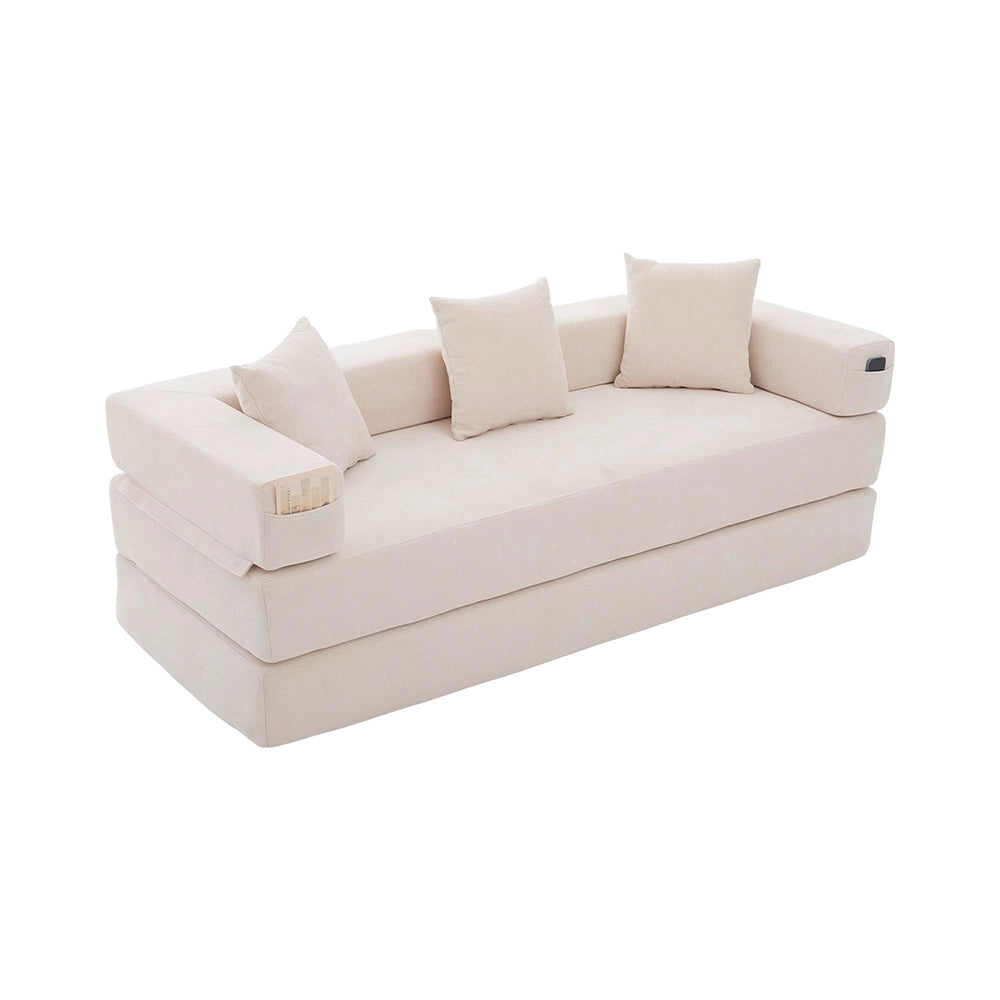 Divano modulare con chaise longue - Xylo - Velluto costato, 5 cuscini, gambe in metallo