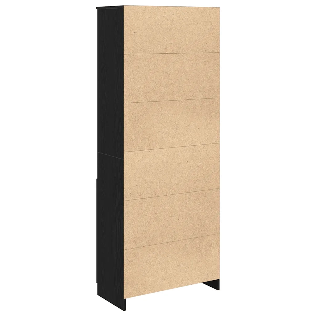 Credenza Rovere Nero 70x35x180 cm in Legno Multistrato 3328472