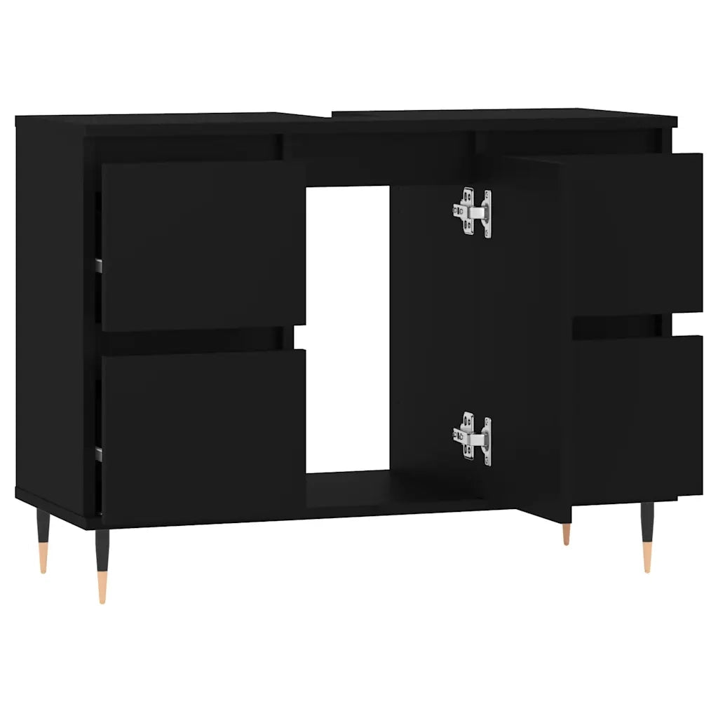 Mobiletto da bagno nero 80 x 33 x 60 cm ampia capacità di contenimento stile industriale legno composito nero 02_0049072