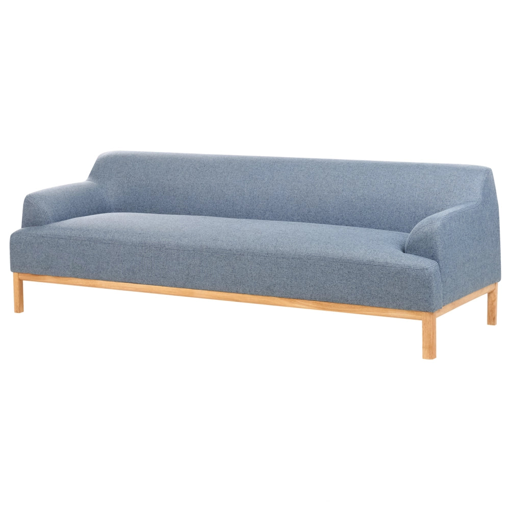 Divano a 3 posti in tessuto poliestere blu con gambe in legno Soggiorno elegante