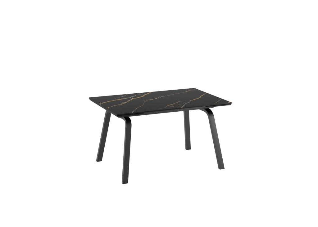 Tavolo allungabile Dylan con top in ceramica marmo nero opaco e gambe in metallo antracite - Dimensioni 140/200x80 cm - Design Moderno