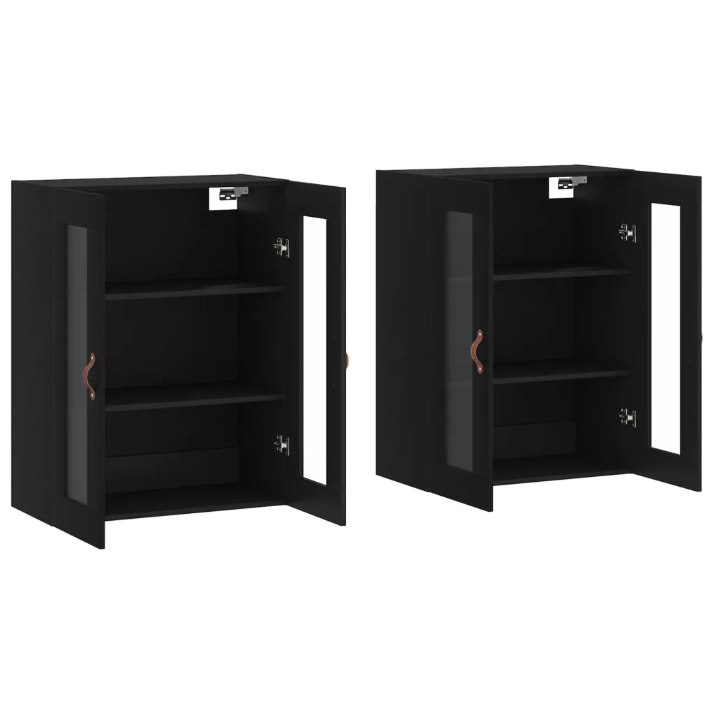 Armadietti a Parete 2 pz Neri in Legno Multistrato 3197914