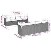 Set Divano da Giardino 9 pz con Cuscini Beige in Polyrattan