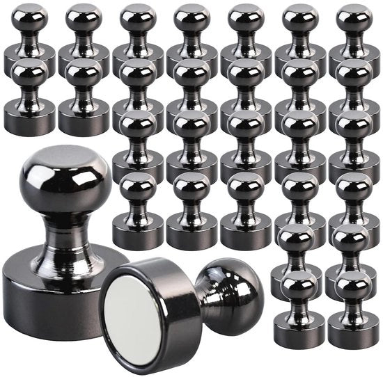 30 magneti neodymium forti - per lavagna magnetica frigorifero lavagna bianca - casa ufficio scuola - extra forti - mini-magneti neri
