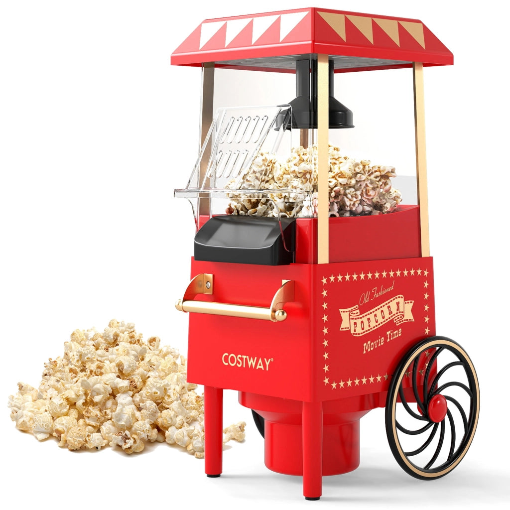 Macchina per popcorn 1200w con misurino da 67 ml per chicchi di mais, Macchina per pop corn ad aria calda design retro e portatile