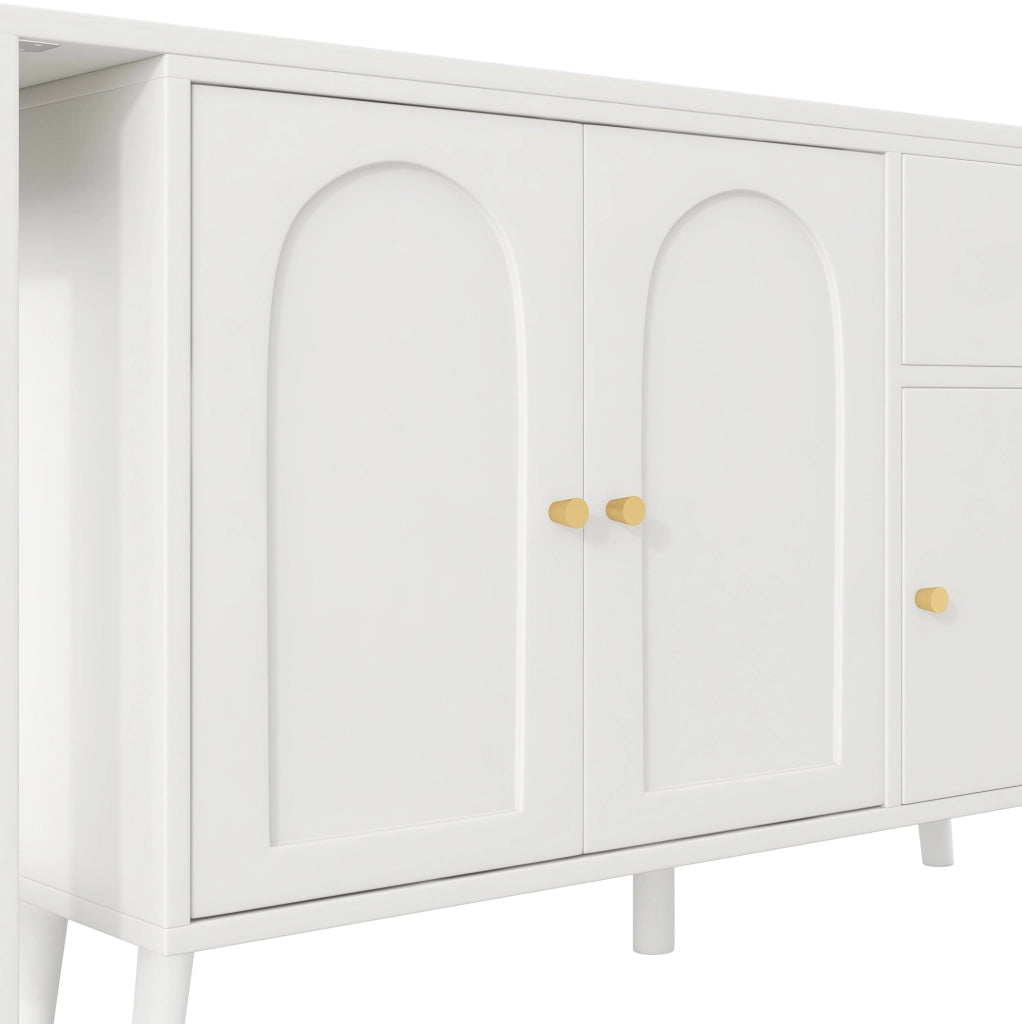 Scrivania 2 in 1 con sideboard girevole 360° bianca