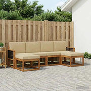 Set di divani da esterno 6 pcs Naturale e Beige Poliestere