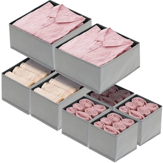 Organizzatore di cassetti, organizzatore di carreggiata, sistema di organizzazione di cassetti pieghevoli per abbigliamento, camera da letto, articoli di toeletta, calze, intimo