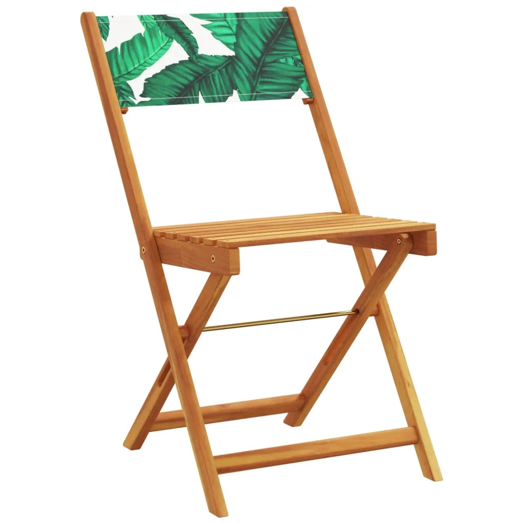 Set Pranzo da Giardino 5 pz Foglie in Tessuto e Legno Massello 3281788