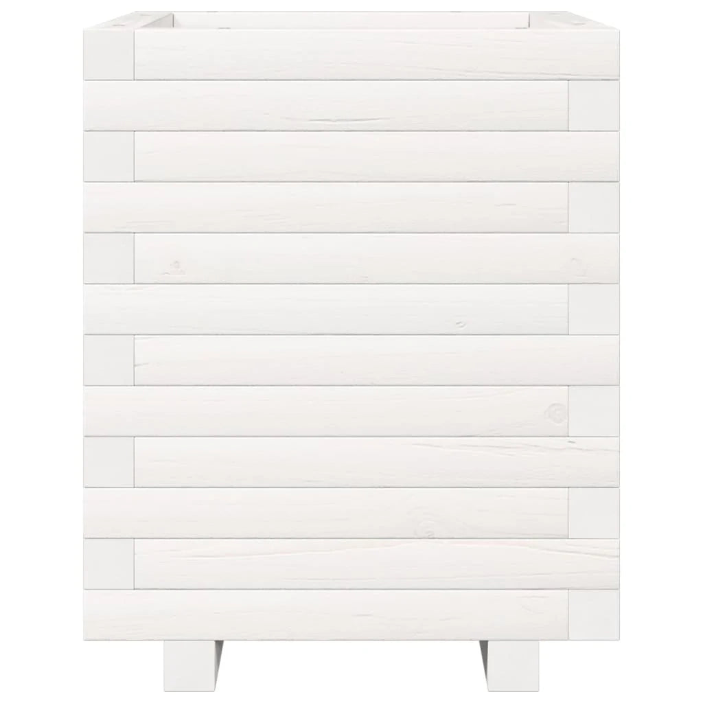 Fioriera rialzata per piante e fiori terrazza o giardino 40 x 40 x 49,5 cm legno di pino massiccio bianco 02_0037567