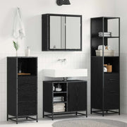 Set di mobili per il bagno 3 pcs Rovere Nero Legno multistrato