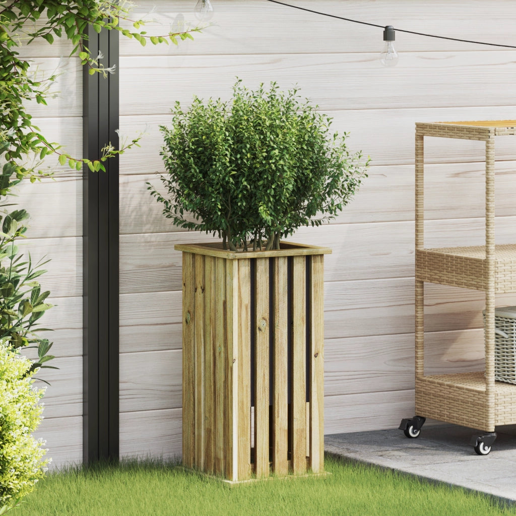 Fioriera da Giardino con Rivestimento 33x33x65 cm Legno di Pino Impregnato