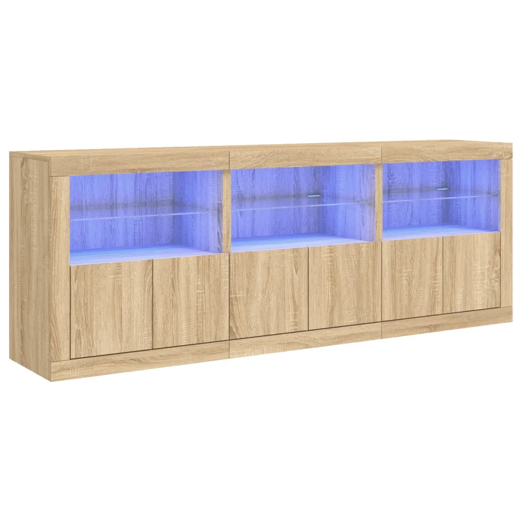 Credenza | Madia | Buffet da pranzo | Armadio da pranzo con Luci LED Rovere Sonoma 181,5x37x67 cm