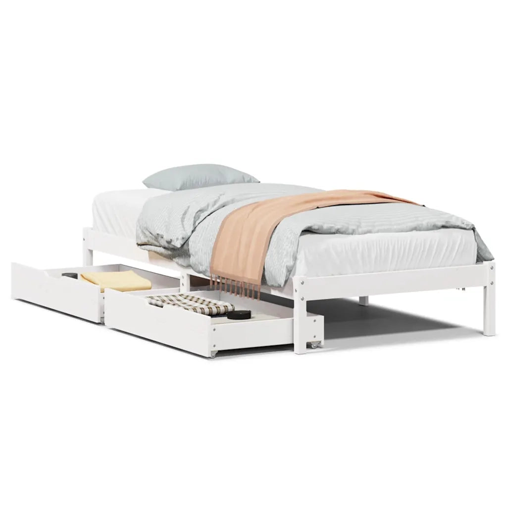 Letto senza Materasso Bianco 90x190 cm in Legno Massello Pino 3301423