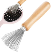 Spazzola per capelli - Spazzola per capelli con Reticolo in Acciaio Inossidabile e Manico in Legno - Compatta e Portatile - 11x3,5 cm