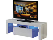 Mobile TV Led BORDA - 130 x 34 x 45 cm - Bianco laccato
