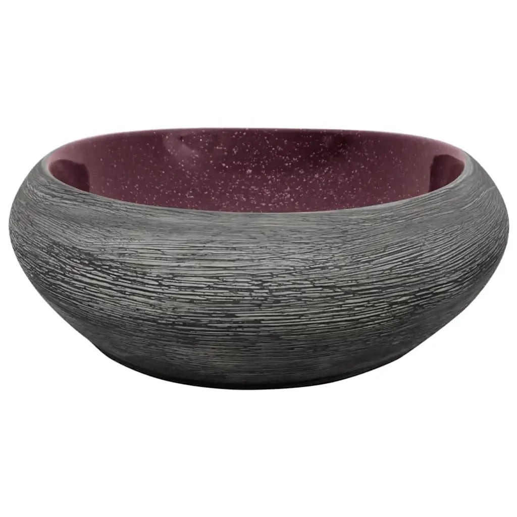 Lavabo da Appoggio Viola e Grigio Ovale 59x40x14 cm Ceramica 155092