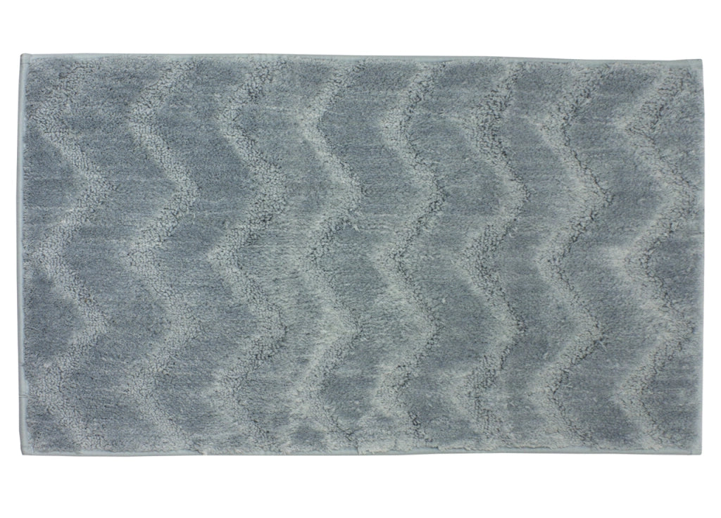 Tappeto Casa Bagno Morbido In Tinta Unita Zig Zag Modello ZigZagaria - 50x80 - Azzurro