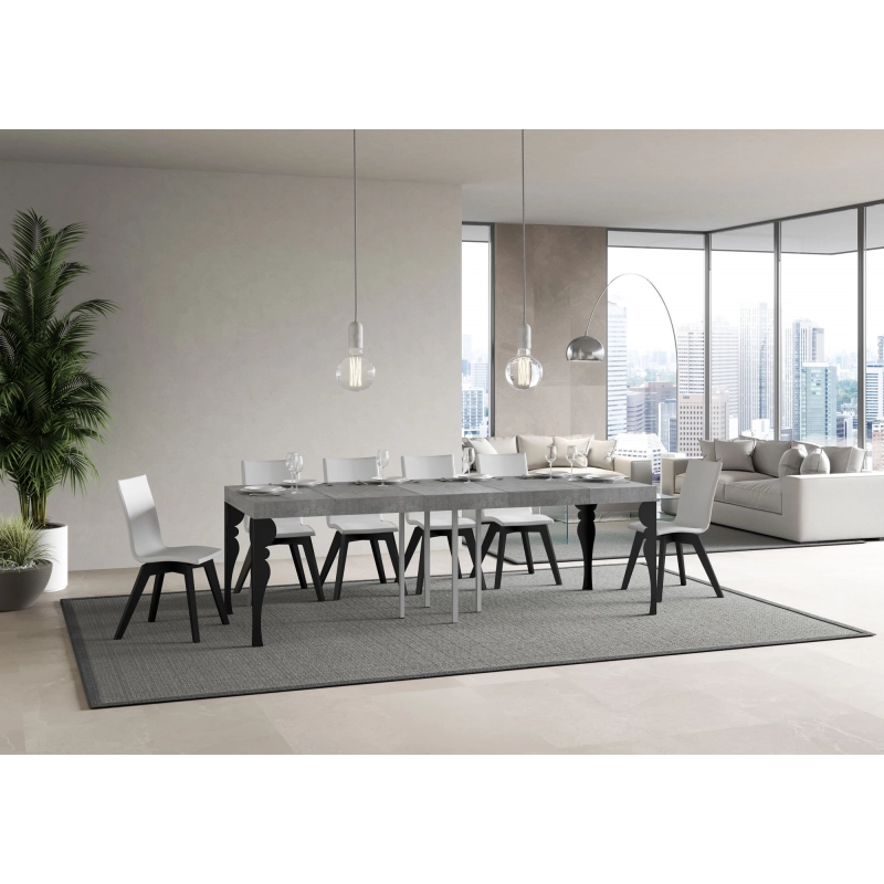 Tavolo allungabile 90x90/246 cm Paxon Premium telaio Antracite - Cemento