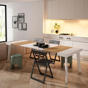 Consolle allungabile, 262x90x73cm, Per 12 persone, Gambe in legno, colore Rovere e bianco RF3116