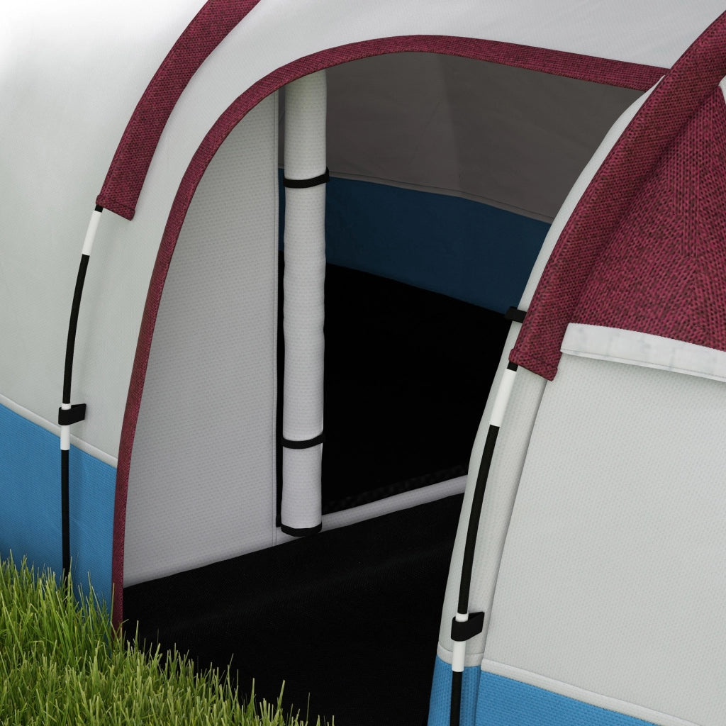 Tenda da campeggio tunnel per 3 persone in poliestere rosso con 2 aree, 3 ingressi, 2000 mm, 420 × 200 × 150 cm