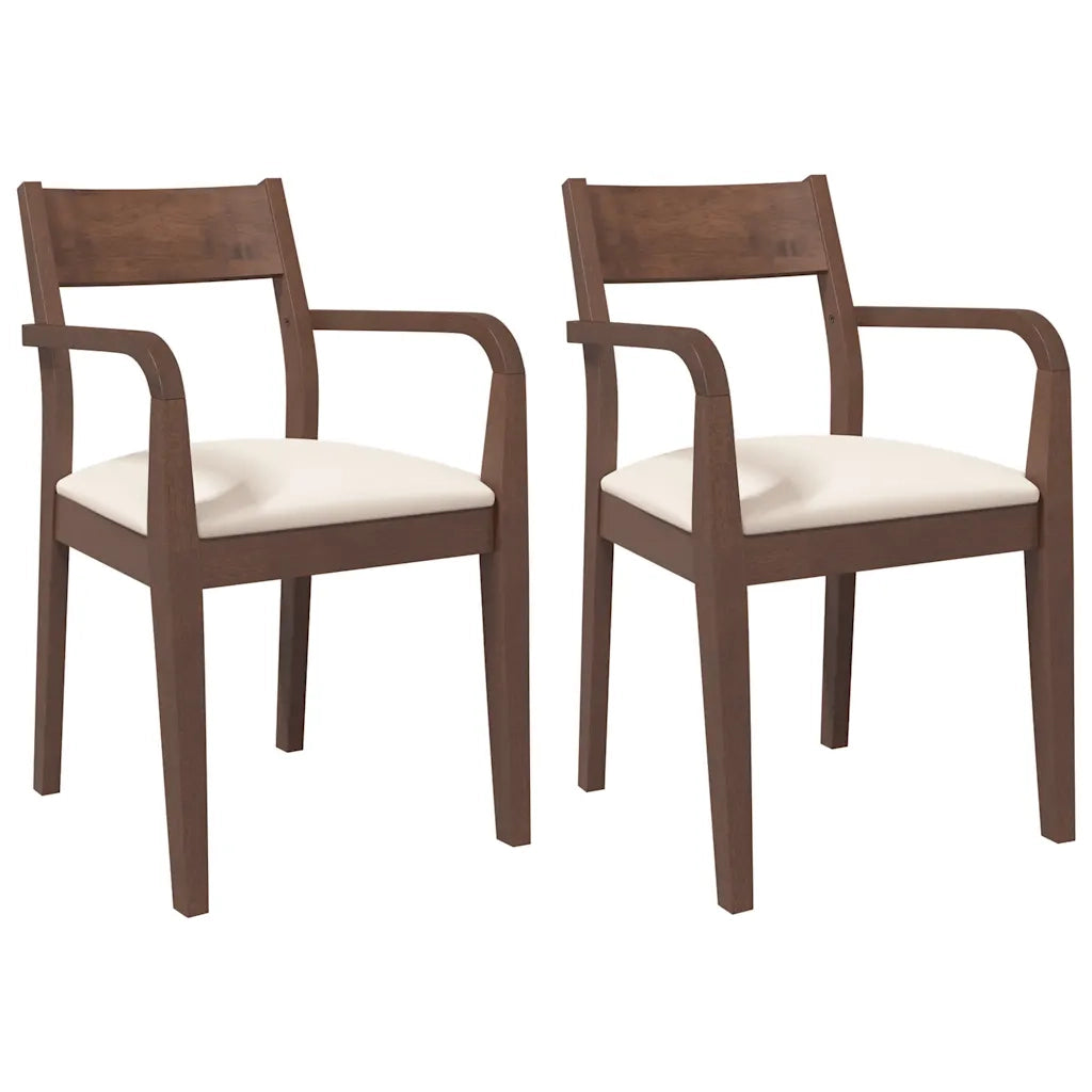Sedie da Pranzo con Cuscini 2pz Marrone Legno Massello di Hevea 4102507