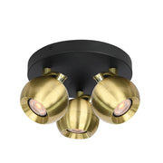 Plafoniera Italux LAFIN oro/nero Ø22 3 spot orientabili GU10