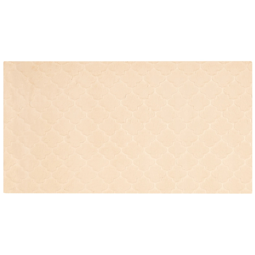 Tappeto in pelle sintetica di coniglio beige 80 x 150 cm motivo a rete soggiorno camera da letto