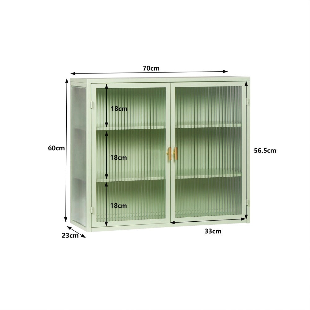 Armadio a Muro 2 Ante in Vetro con Ripiani ¨C MINIMAL ¨C Verde