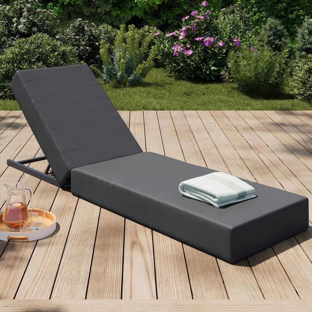 IDMarket - Lettino da piscina, comodo lettino con schienale in metallo reclinabile in 4 posizioni e materassino grigio
