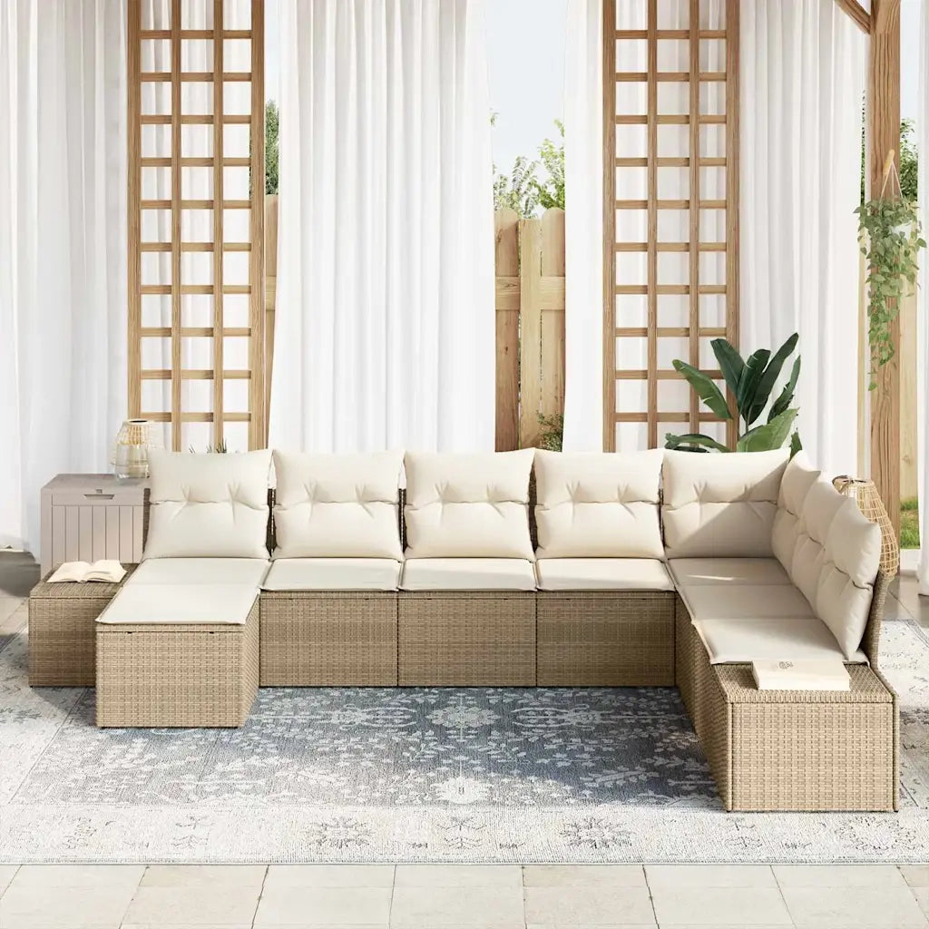 Set Divano da Giardino 8 pcs Beige e Crema polyrattan 3355850