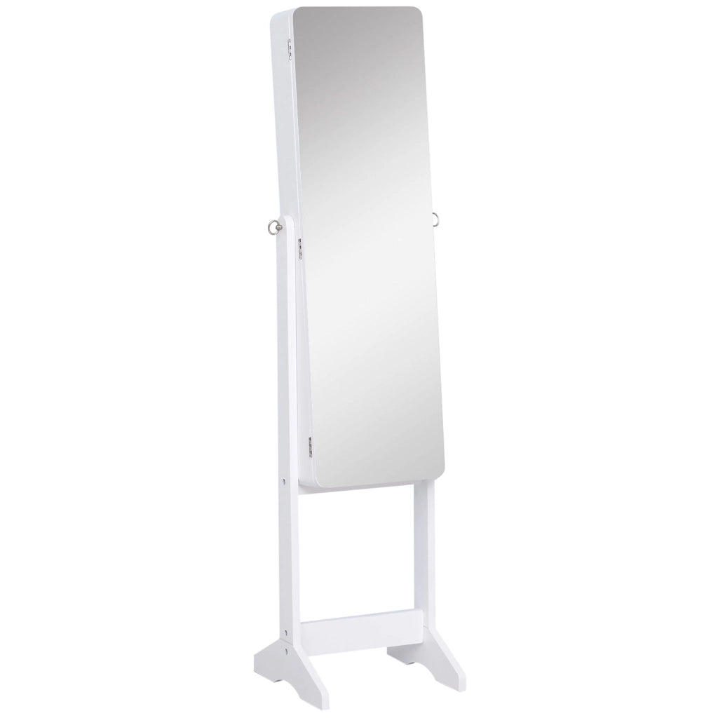 Armadio Portagioie e Trucchi con Specchio e Illuminazione LED Automatica Bianco 30x146x36 cm