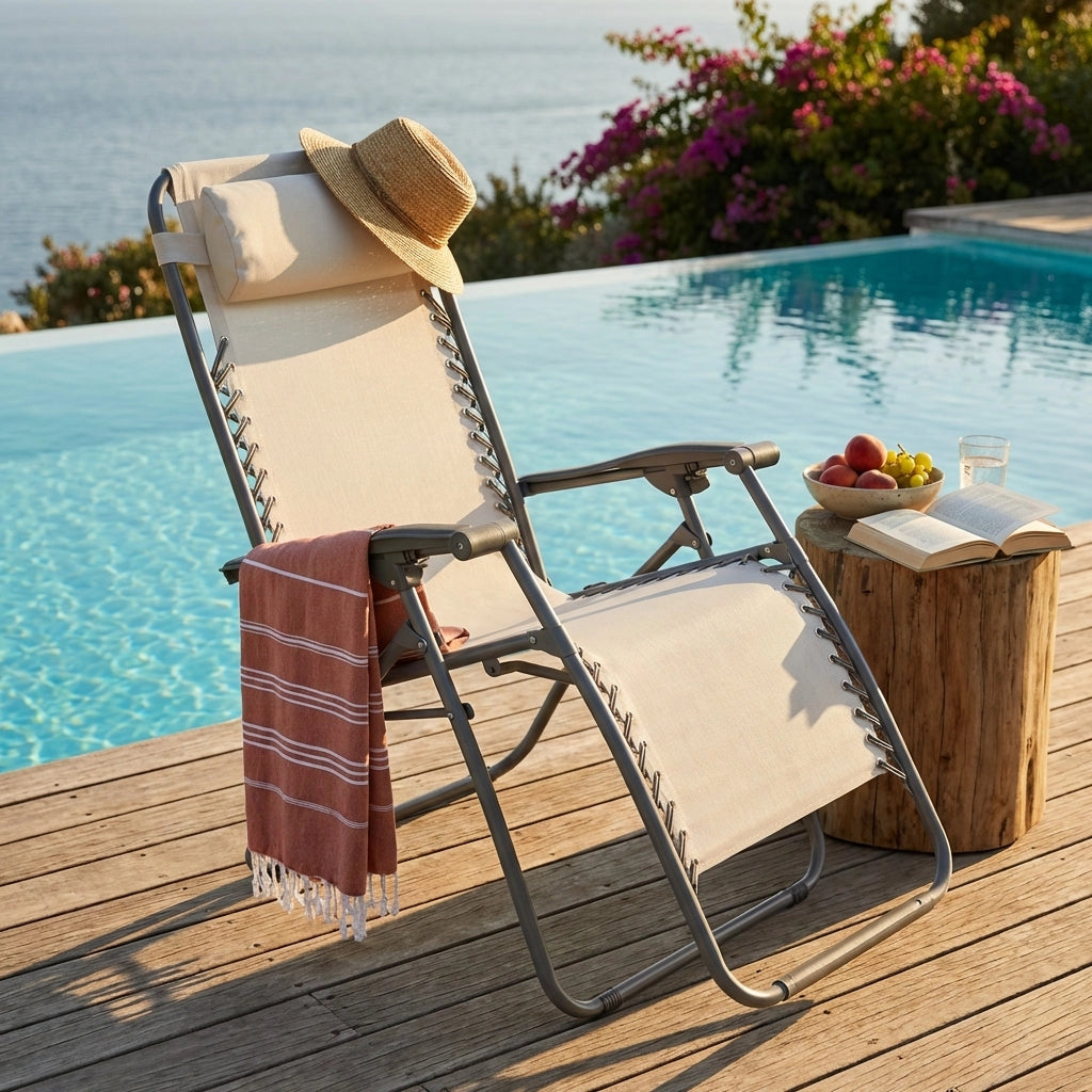 Sdraio mare prendisole Pieghevole  in Acciaio Textilene cm 88x65x110 - ZEROGRAVITY