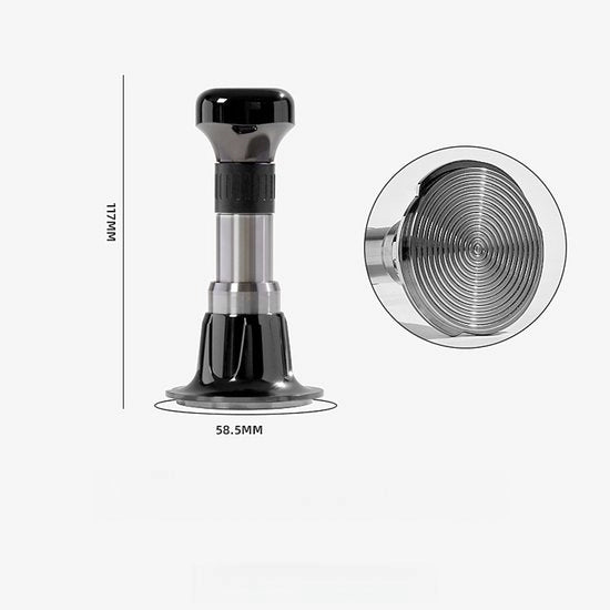 Tamponatore espresso, tamponatore, base in acciaio inossidabile, tamponatore espresso con feedback acustico, tamping uniforme per un comfort ottimale, nero - 58MM