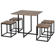 Set 5 Pezzi Sedie Tavolo Sala da Pranzo Moderne in Stile Industriale, Legno e Metallo, Nero e Color Legno