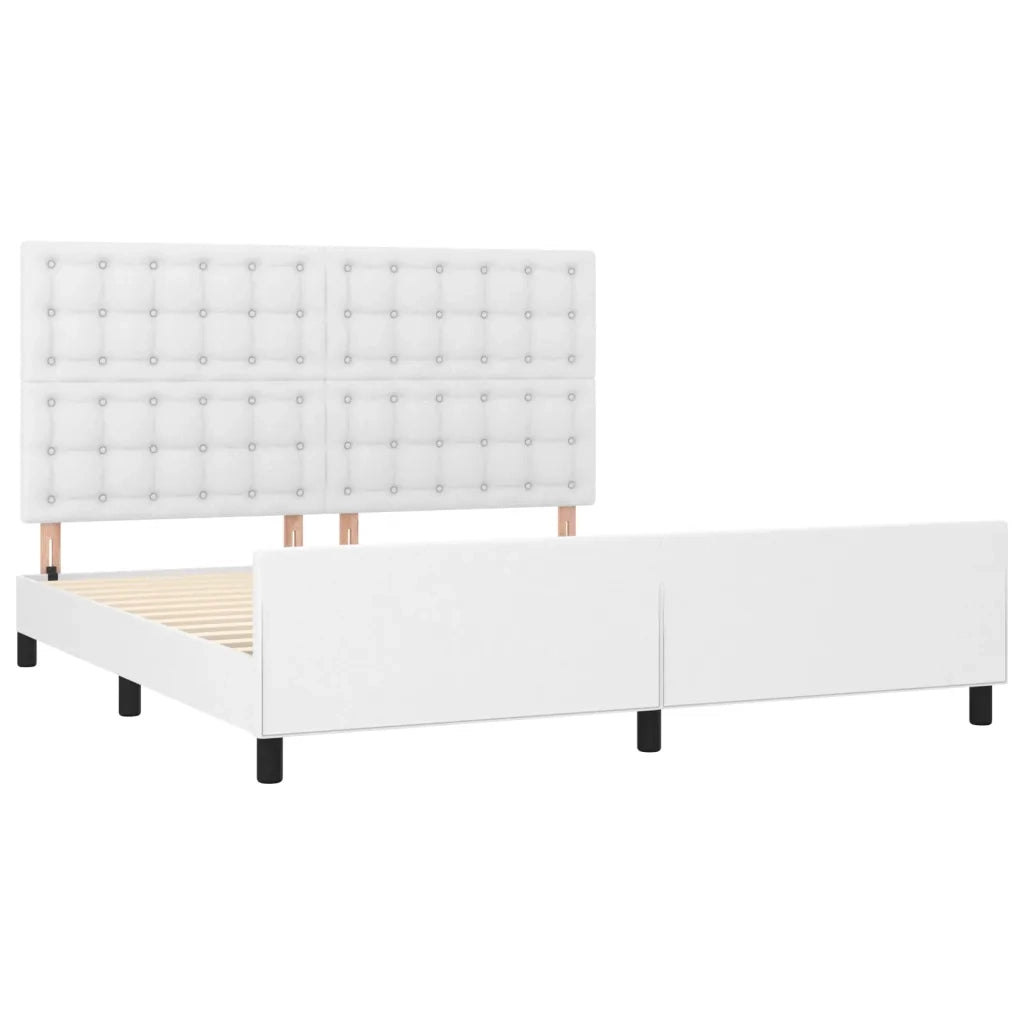 Giroletto con Testiera Bianco 160x200 cm in Similpelle 3125580