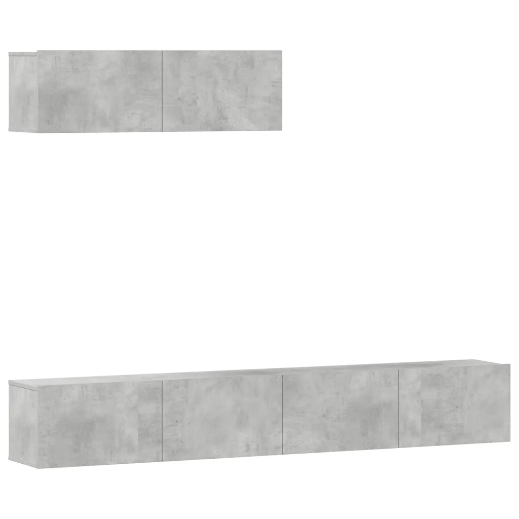 Set di Mobili Porta TV 3 pz Grigio Cemento in Legno Multistrato 3114481
