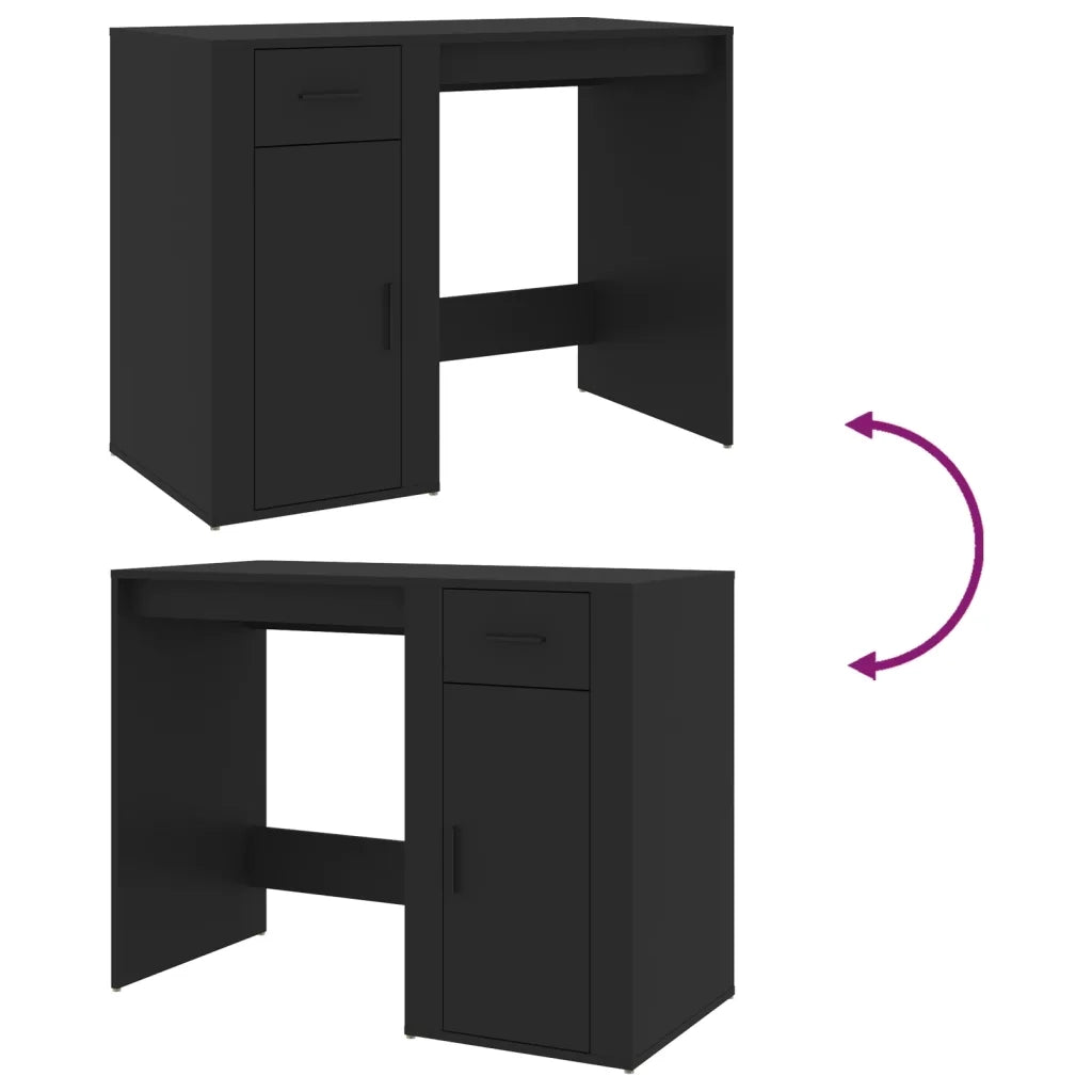 Scrivania | Tavolo da Ufficio Nero 100x49x75 cm in Legno Multistrato