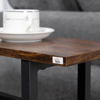 Tavolino da Salotto in Truciolato e Acciaio con Borsa Portaoggetti in Tessuto Oxford, 49x19x55 cm, Marrone e Nero