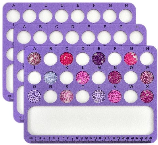Tavolo di Organizzazione per Perle con 3 Vasetti Rettagolari in Velluto - 24 Compartimenti - Tavolo di Perle con Etichette da A a X