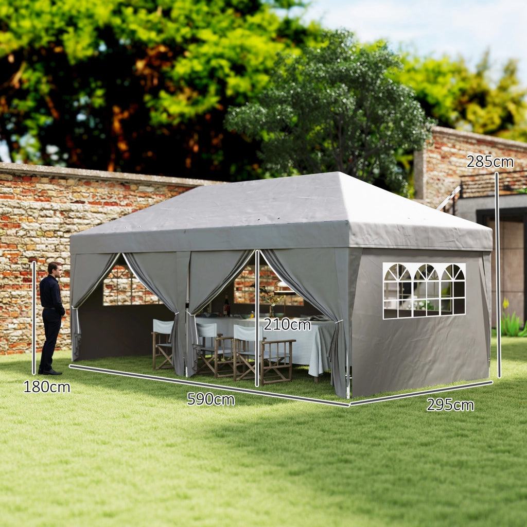 Tenda da giardino pieghevole ¨C zephmum ¨C grigio 3x6 m con 6 pannelli laterali