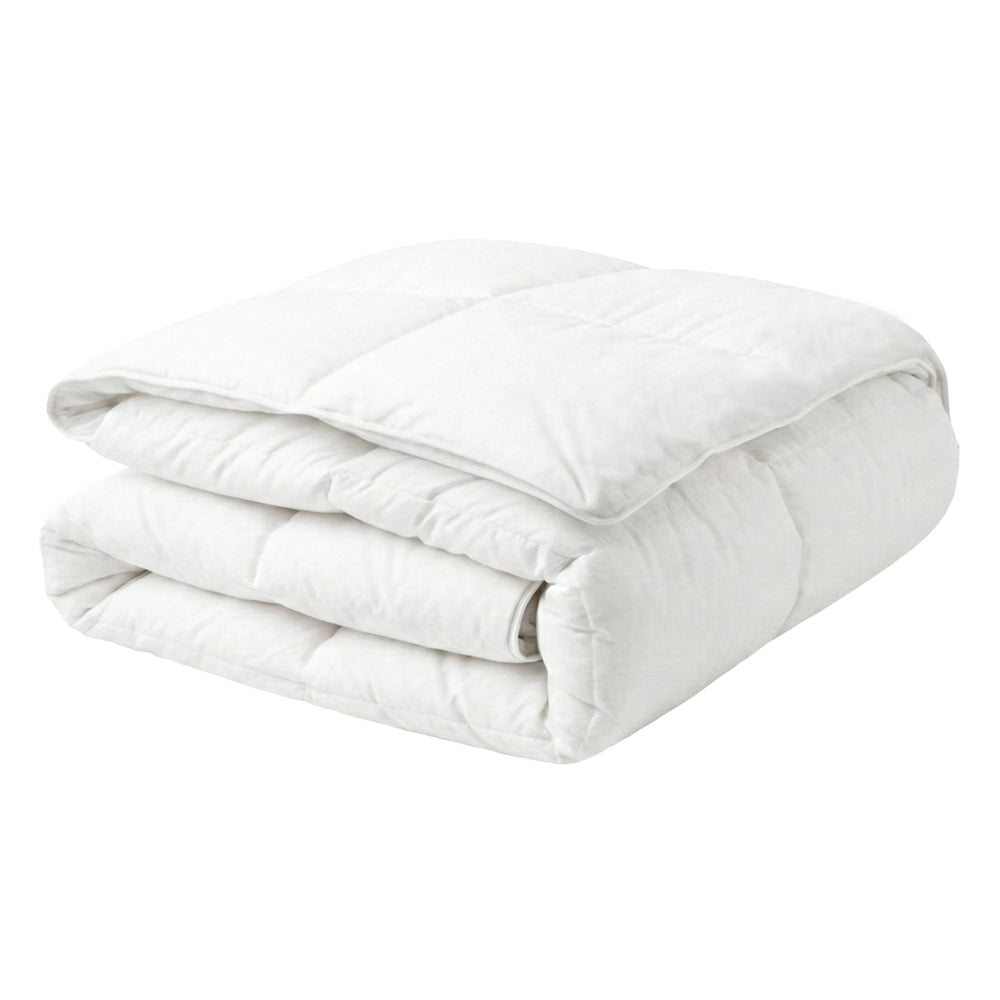 Piumino in cotone Japara bianco matrimoniale 155 x 220 cm imbottitura in piumino d'anatra trapuntato camera da letto